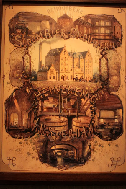 An old wall art painting to describe the process of brewing the beer at Heineken Experience Museum in Amsterdam, Netherlands An old wall art painting to describe the process of brewing the beer at Heineken Experience Museum in Amsterdam, Netherlands