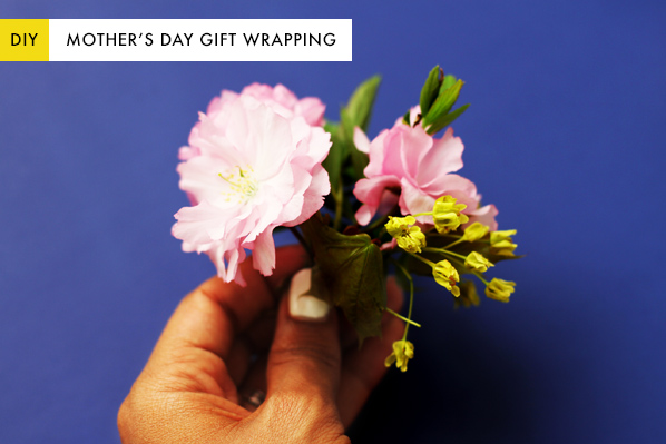 mother's day floral and gold gift wrapping