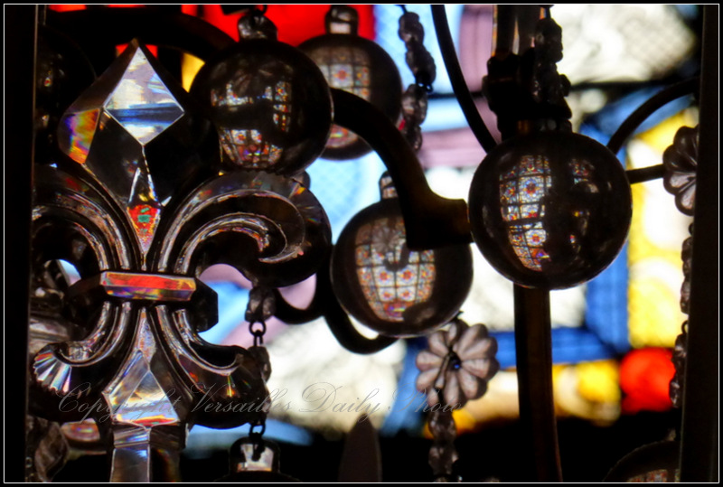 Stained glass chandelier Versailles cathedral