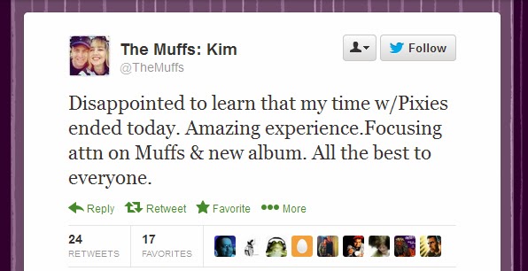 Kim Stattuck's "Pixies Days" are Officially Over- Will Kim Deal Re-Join? Will The Pixies be "Whole" Again?