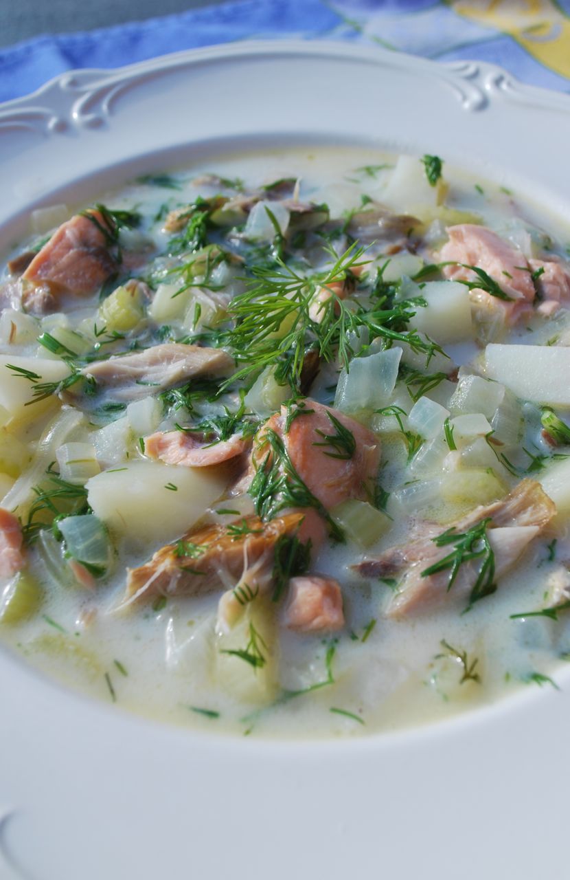 Scrumpdillyicious Salmon & Smoked Mackerel Chowder with Dill