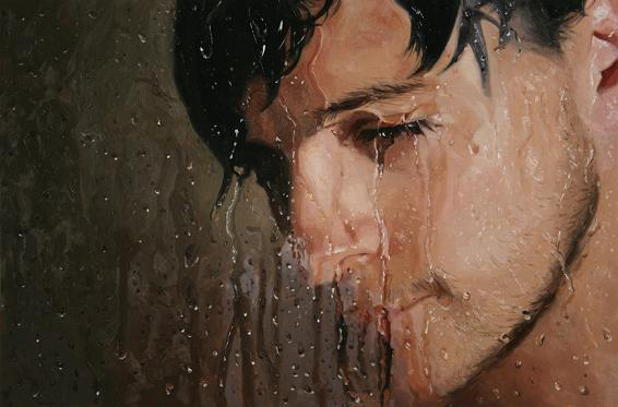 alyssa monks pintura hiper realista pessoas tomando banho