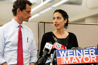 Huma Abedin, alongside her husband, New York mayoral candidate Anthony Weiner, speaks during a news conference at the Gay Men's Health Crisis headquarters, Tuesday, July 23, 2013, in New York. John Minchillo/AP Huma Abedin, alongside her husband, New York mayoral candidate Anthony Weiner, speaks during a news conference at the Gay Men's Health Crisis headquarters, Tuesday, July 23, 2013, in New York. John Minchillo/AP