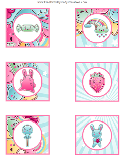 Free Kawaii Birthday Party Printables- Cupcake Toppers See The Rest of the printables for this theme!