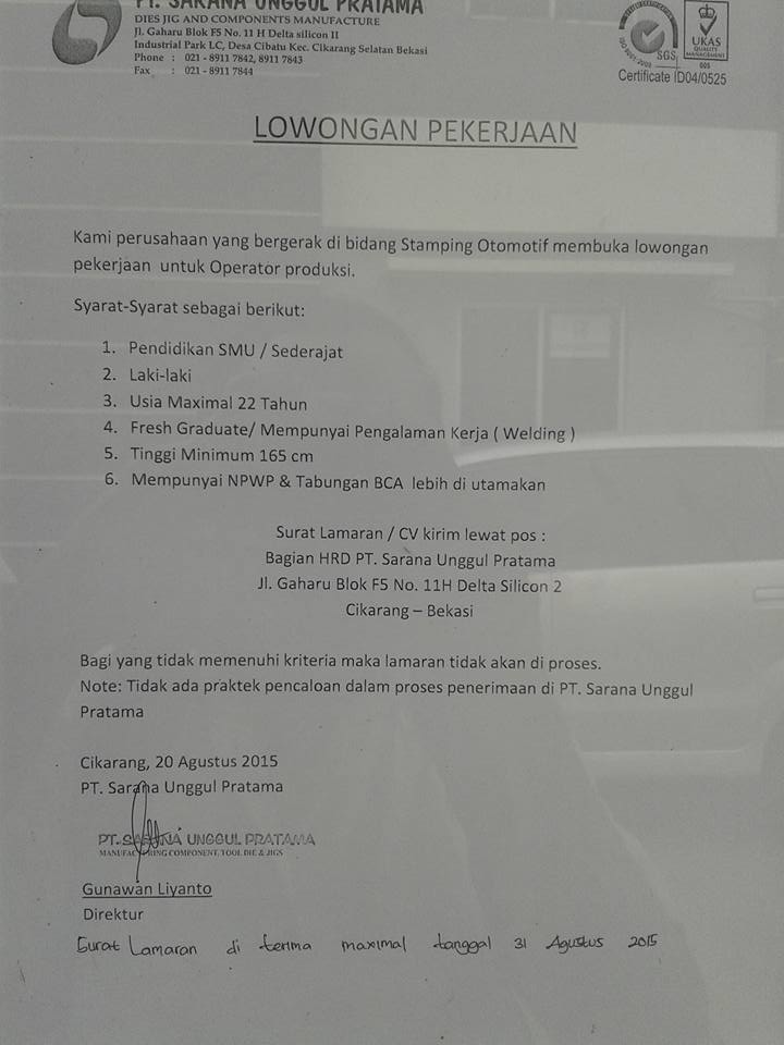 Loker Operator 2014 Cikarang | loker operator produksi 2014 cikarang Loker Operator 2014 Cikarang | loker operator produksi 2014 cikarang