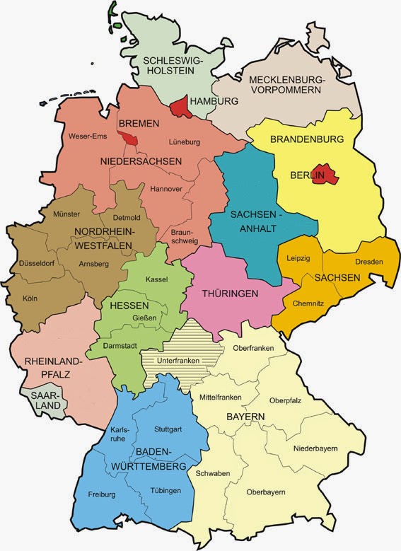 Landy mapa bawaria niemiec Niemcy: Landy