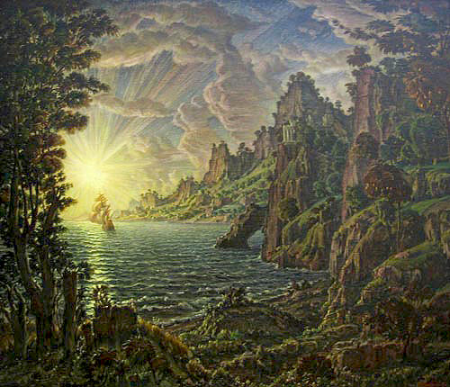 Богаевский. Корабли. Вечернее солнце. 1912 г.