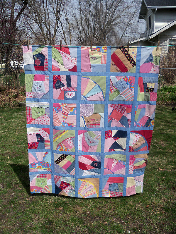 Sewn 14 Crazy Quilt Block