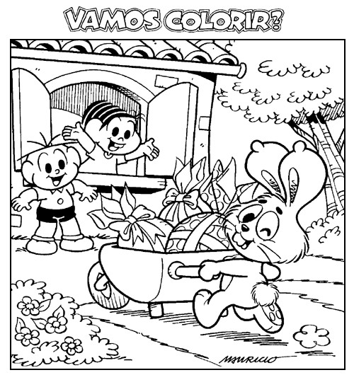 desenhos imprimir e colorir Feliz Páscoa da Turma da monica desenhos colorir Feliz Páscoa da Turma da monica