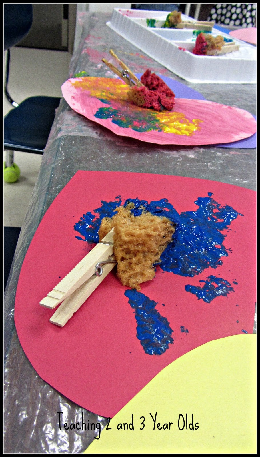Painting With Clothespins and Natural Sponges