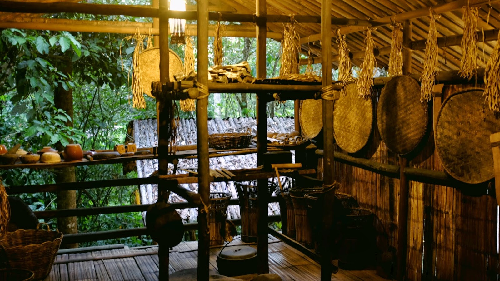 The interior of a Dusun long house at Mari Mari Cultural Village The interior of a Dusun long house at Mari Mari Cultural Village