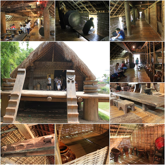 Ede longhouse with the lenght of 42 meters to accomodate the families of daughters and granddaughters of an extended matrilineal family at Museum of Ethnology in Hanoi, Vietnam Ede longhouse with the lenght of 42 meters to accomodate the families of daughters and granddaughters of an extended matrilineal family at Museum of Ethnology in Hanoi, Vietnam