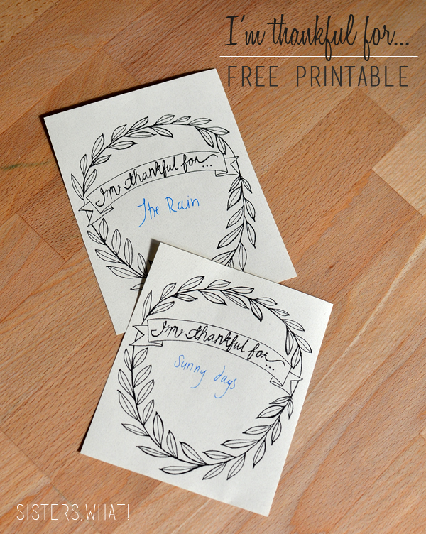 I'm Thankful for Free Printable