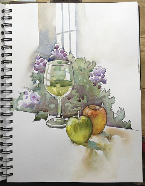 Line Drawing With Watercolor : Of the back run line and wash