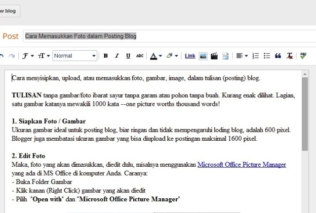 JejakPedia.com : Cara Memasukkan Foto dalam Posting Blog foto ibarat sayur tanpa garam atau pohon tanpa buah JejakPedia.com : Cara Memasukkan Foto dalam Posting Blog