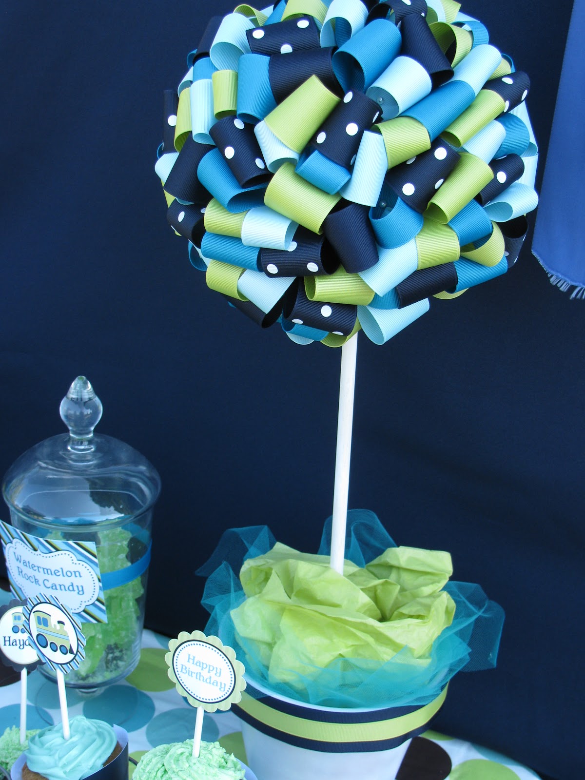 Cupcake Express Tutorial on how to make a ribbon topiary.