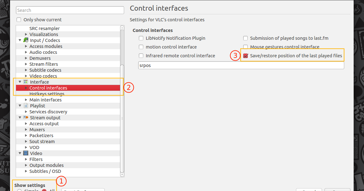 Make VLC Automatically Save / Restore Playback Position With Srpos