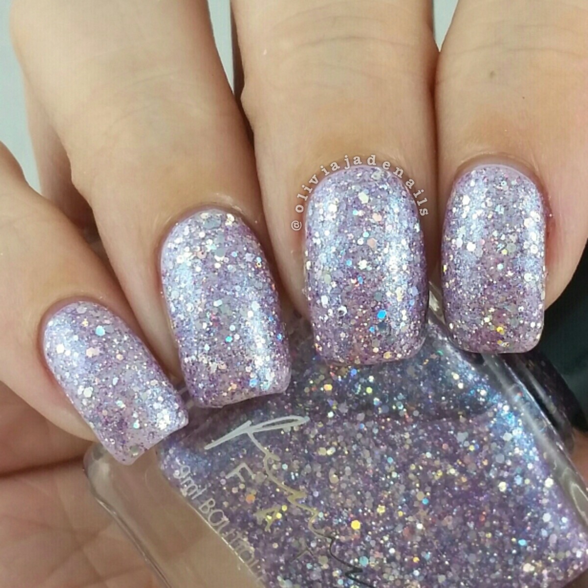 Femme Fatale Cosmetics Spangled Starlight swatched by Olivia Jade Nails