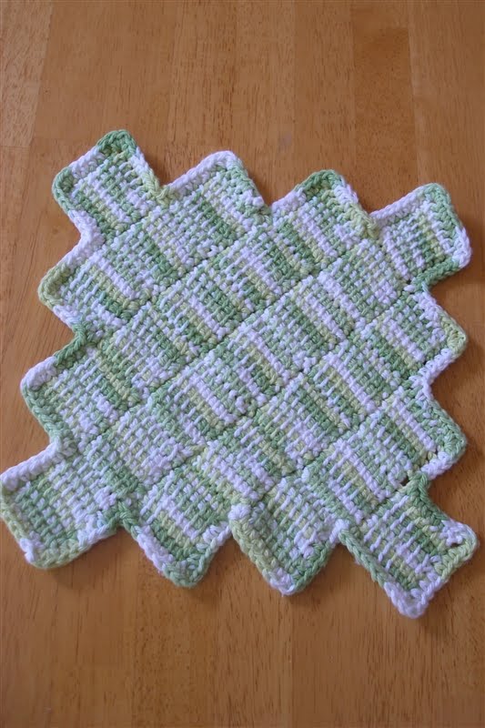 Crocheting Blind: Crochet Project: Tunisian Entrelac Dishcloth