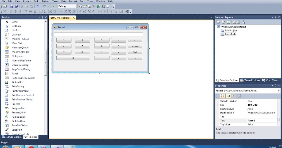 Design form to create calculator application in VB