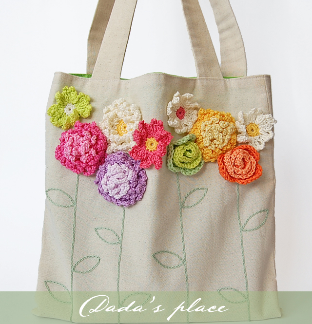 Tote bag with crochet flowers Dada's place Bloglovin’