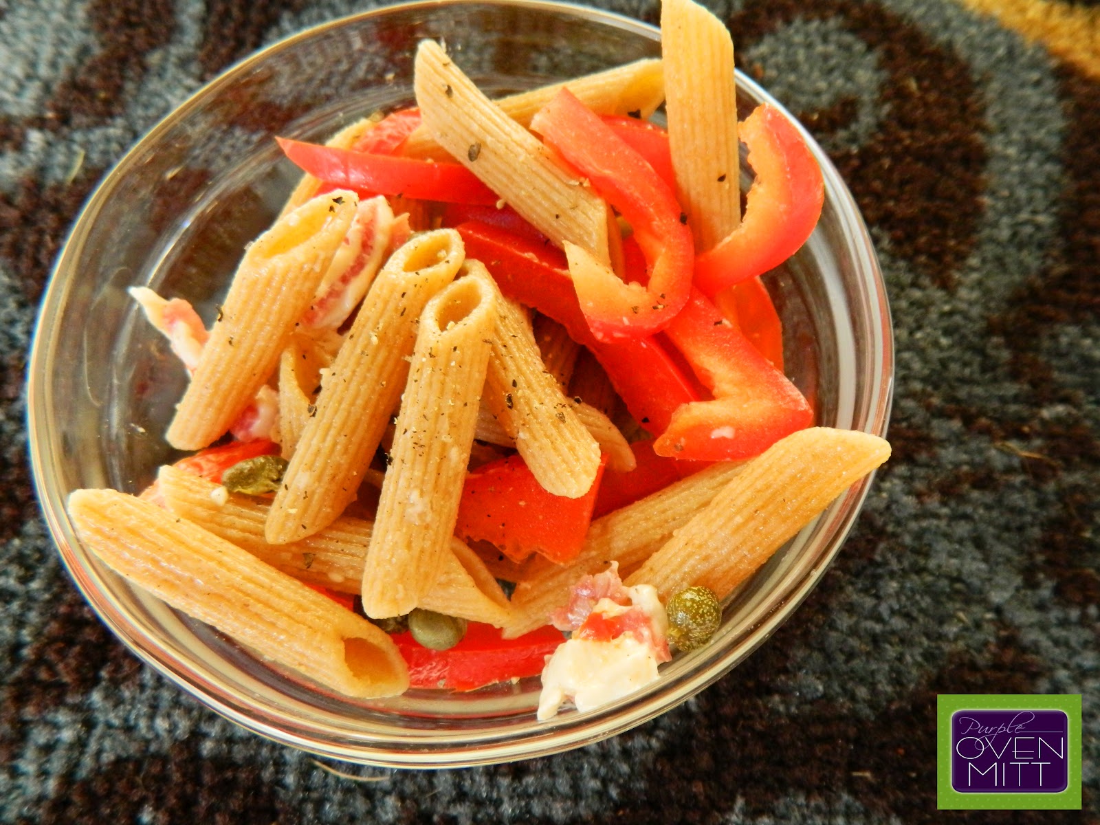 Recipe, Travel and Family Blog Purple Oven Mitt Whole Wheat Penne