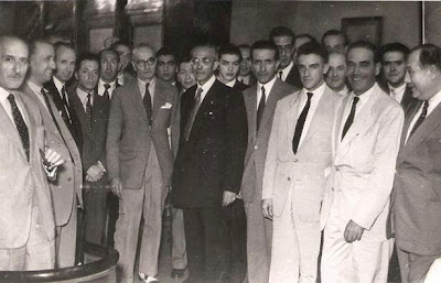 1951 - Visita del equipo lisboeta al local social del Club Ajedrez Ruy López Tívoli - Todos los responsables del evento