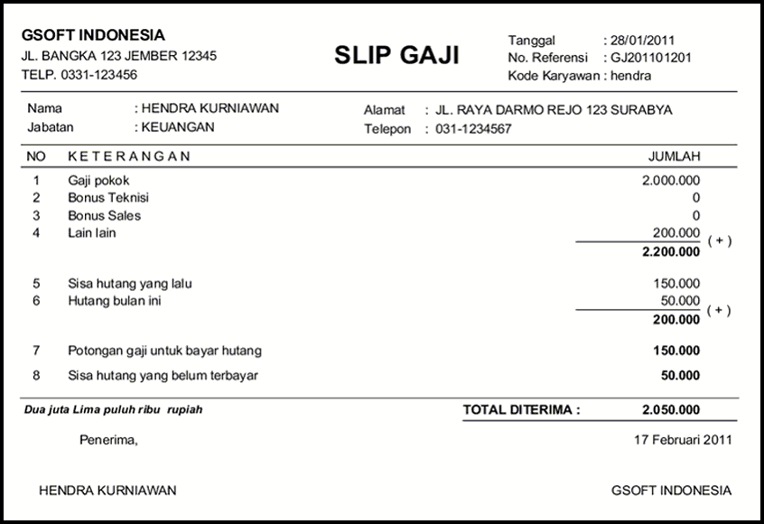 Contoh Surat Indonesia Kumpulan Contoh Slip Gaji Terbaru Lengkap Dan Gambar Terbaru 2015