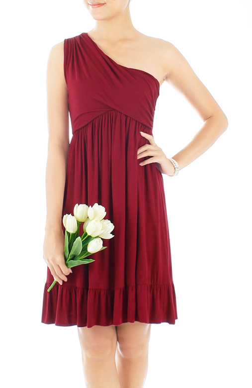 Love Soiree Dress in Wine Red