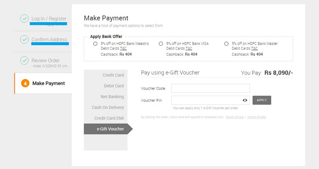 snapdeal new user offer