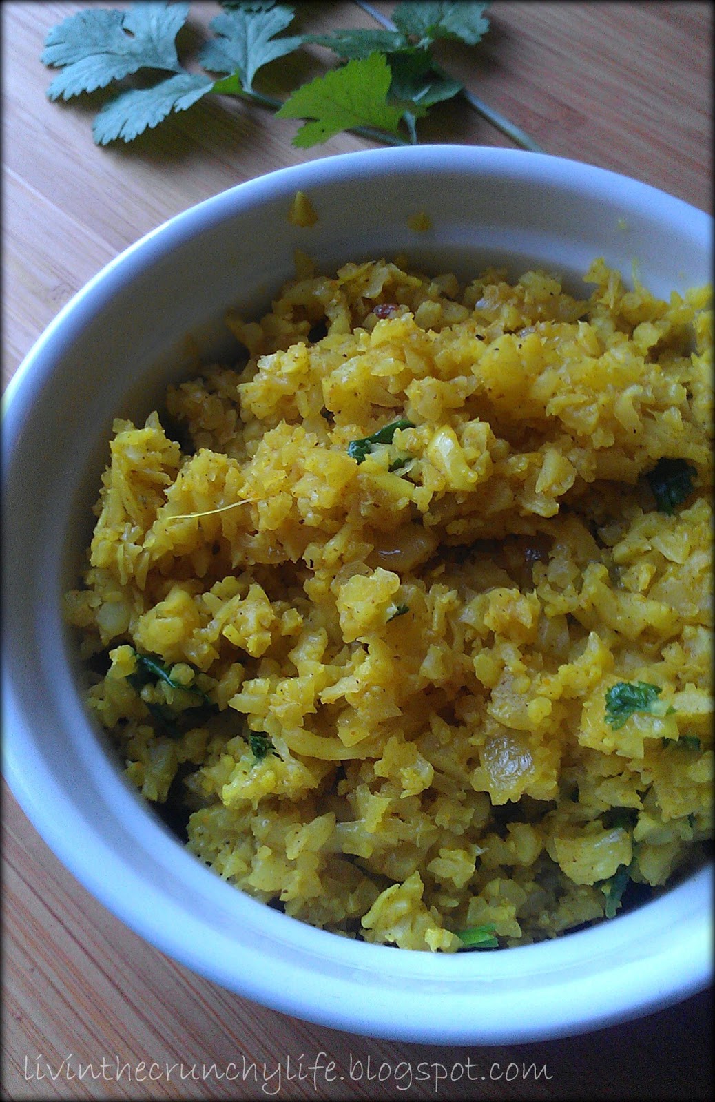 IndianStyle Cauliflower Rice (grain/glutenfree) Livin' the Crunchy Life
