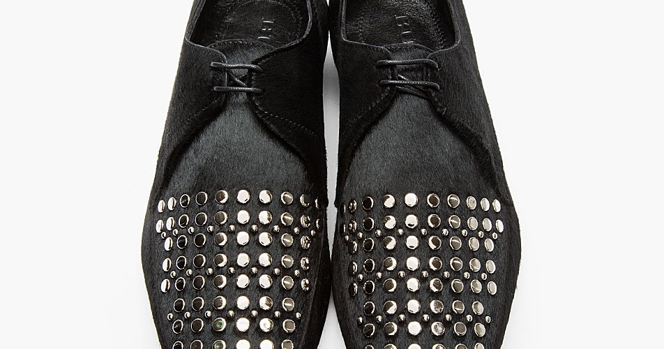Slicker Than Oil Burberry Prorsum Black Studded Calfhair Lace Ups SHOEOGRAPHY