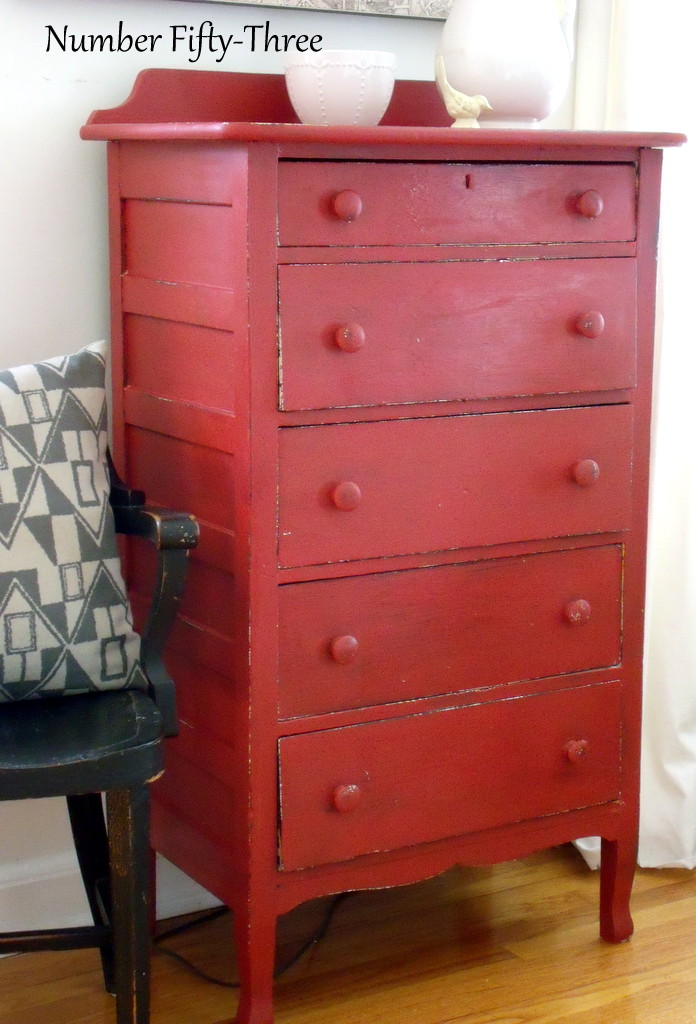 Number Fifty Three Antique Red Dresser