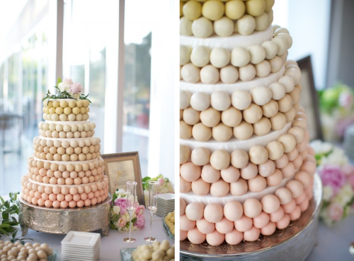 We thought this was SUCH a cute idea a DIY Ombre Cake Ball Wedding Cake