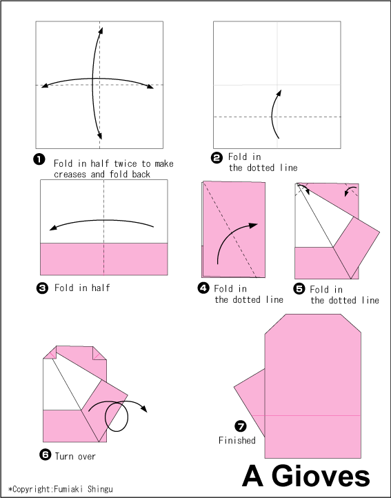 Gloves Easy Origami instructions For Kids