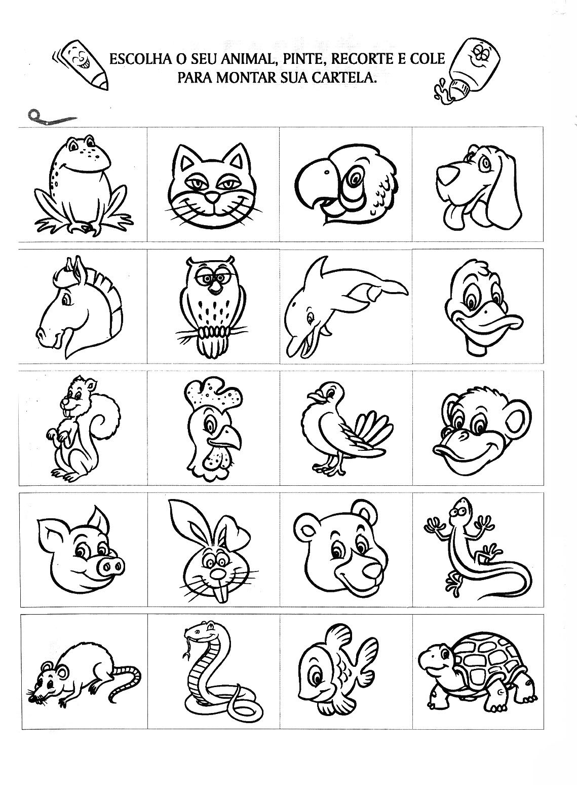 Desenhos para colorir - animais - A Arte de Ensinar e Aprender