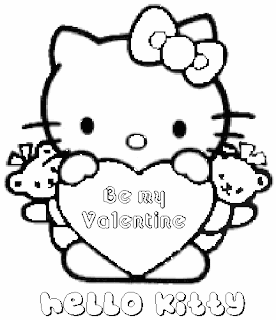 Hello Kitty Valentines Day Card Coloring Page