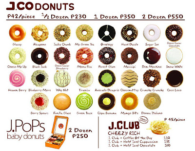 Their flavors and price list. Pic was taken from J.Co. Facebook Page