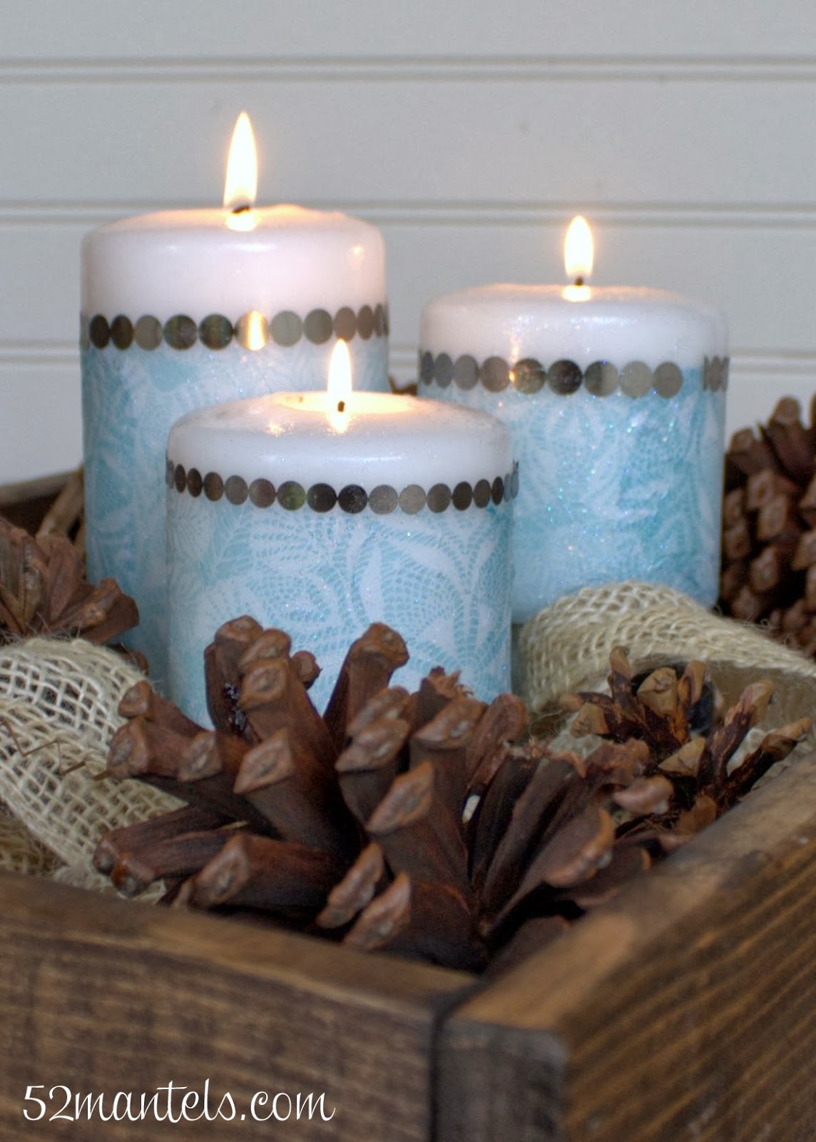52 Mantels Decoupaged Holiday Candles