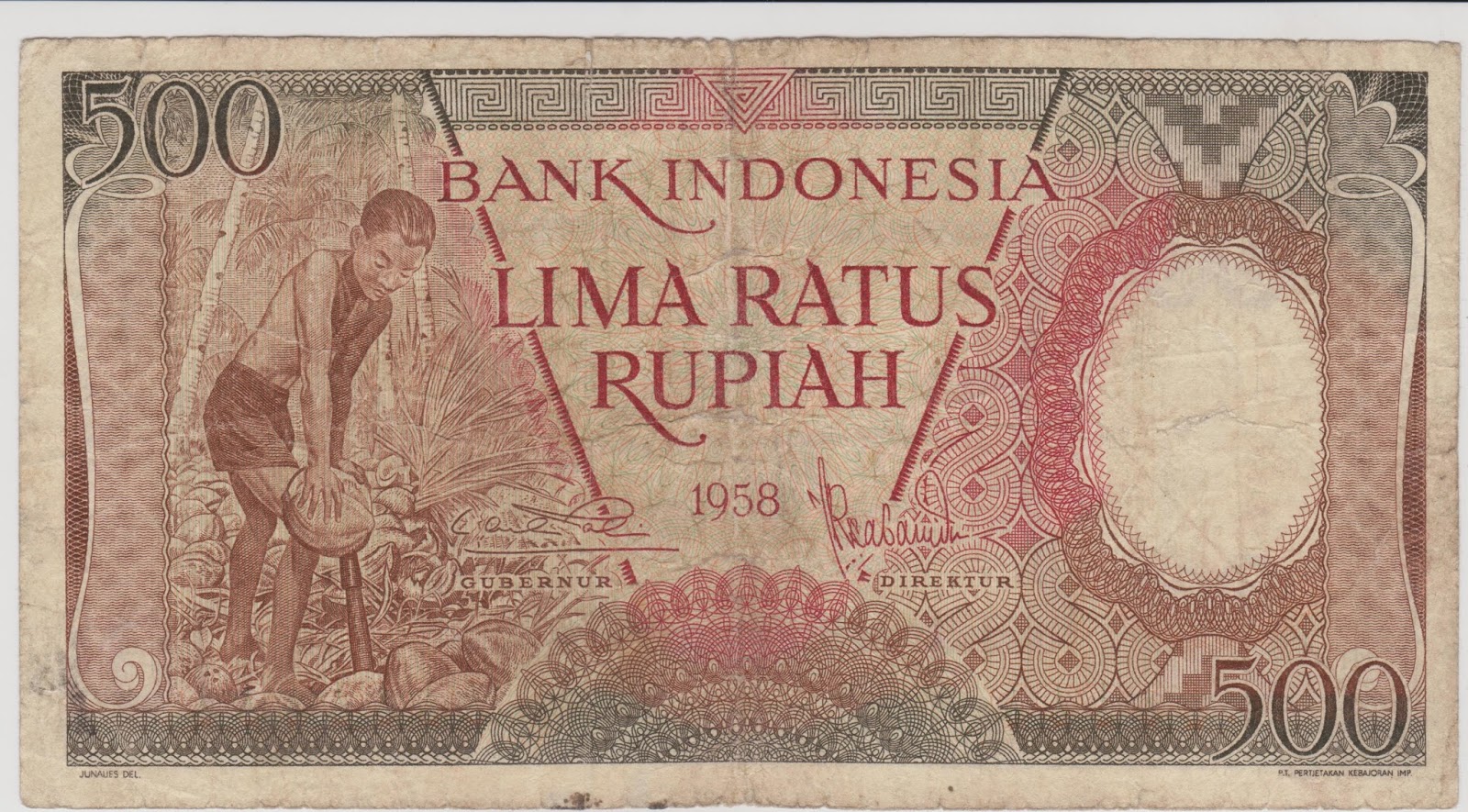 Tokouangkuno.com 500 Rupiah Pekerja Tahun 1958