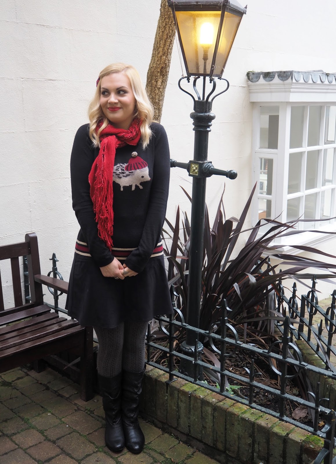 Outfit: Wrapped In Red, Yumi Hedgehog Jumper | Katie Kirk Loves