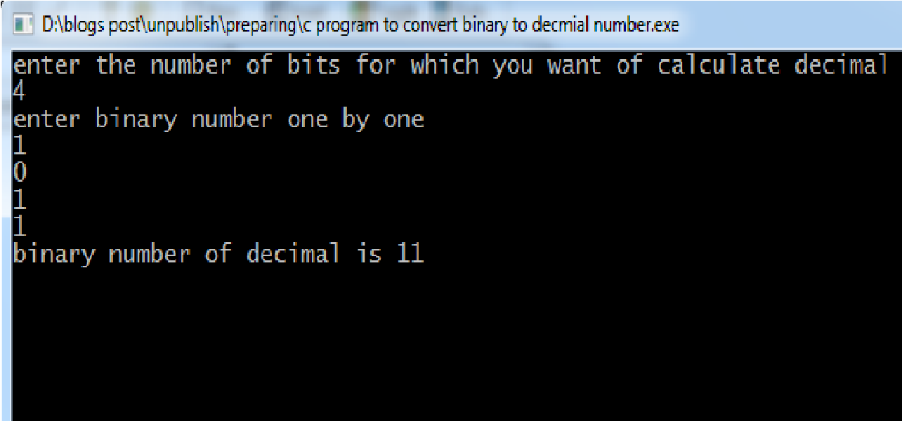 Program To Change Decimal To Binary