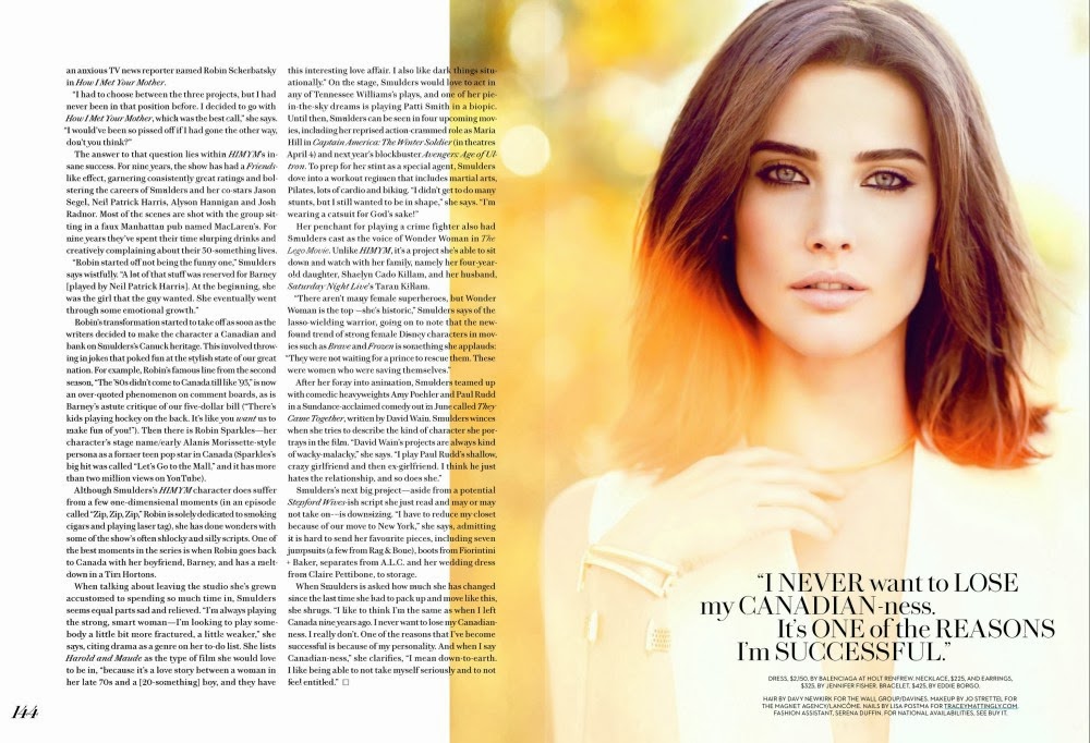 Magazines - The Charmer Pages : Cobie Smulders - Fashion Canada ,April 2014