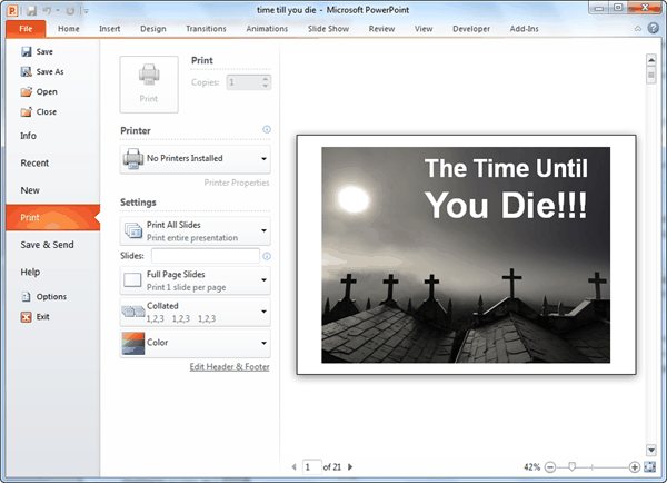 how to print ppt slides