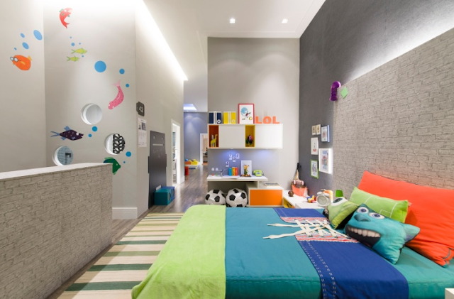 Dormitorio para Niño inspirado en Monsters University en www.diseñointeriores.blogspot.com Dormitorio Nino inspirado en Monsters University