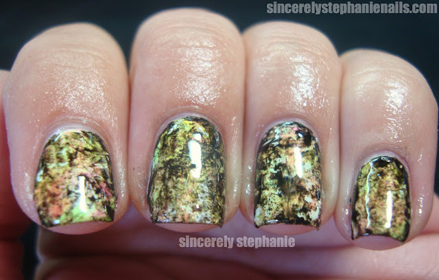 sponging saran wrap nail art