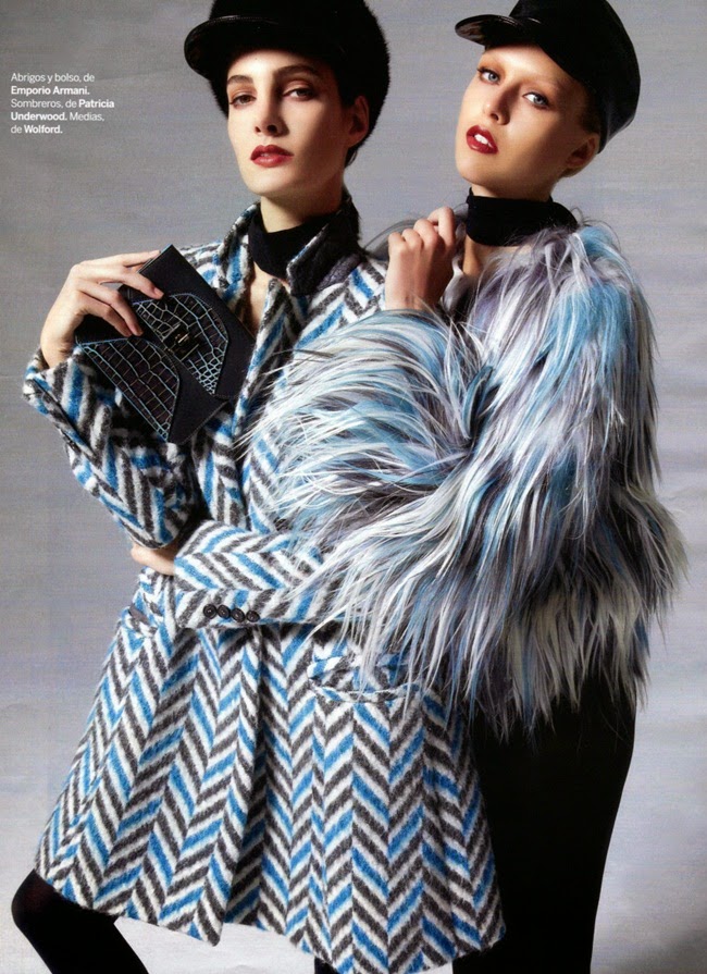 Yo Dona September 2014, Mariana Coldebella、Natasha Remarchuk Emporio Armani 2014 AW Multi-color Fur Coat Editorials