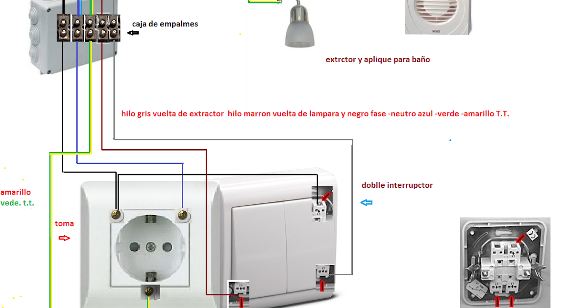 interruptor doble baño punto luz y extractor ~ Esquemas eléctricos