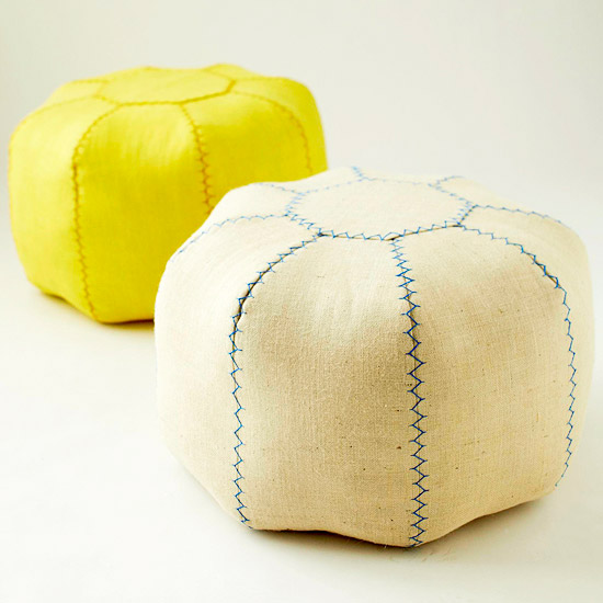 Make your Own Pouf { Ottoman } HINT Coffee Sack Home Decor!! The