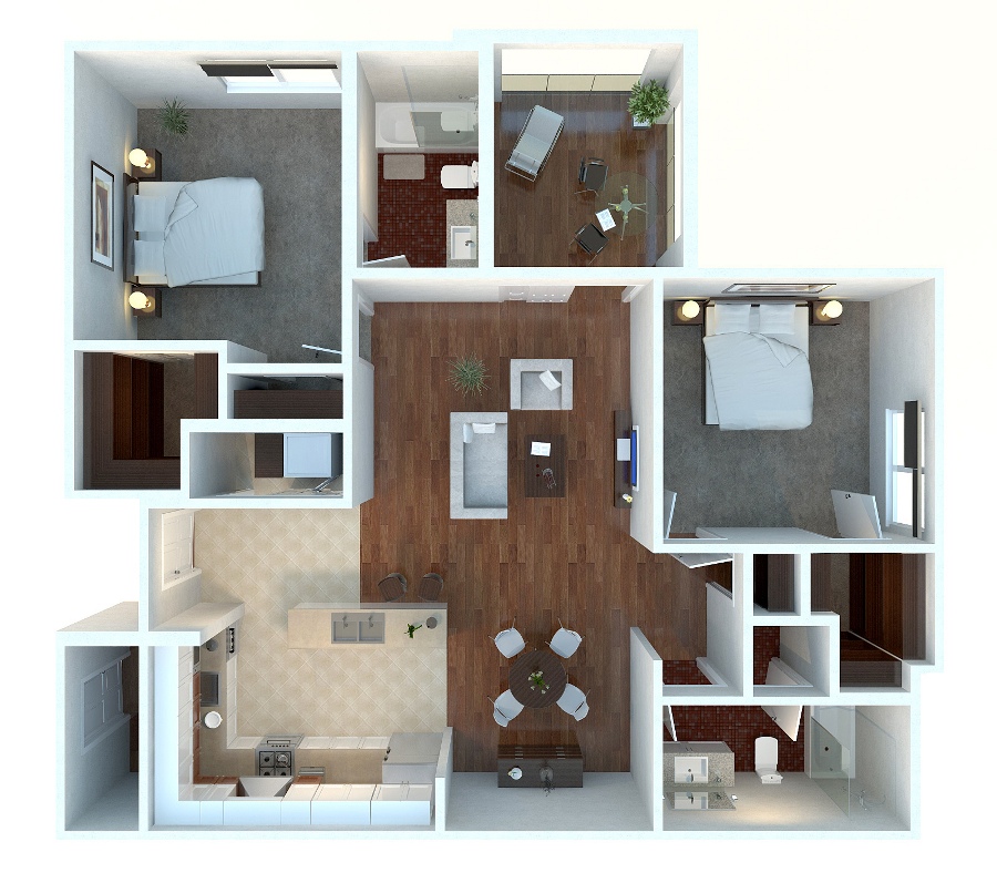 50 3d floor plans, lay-out designs for 2 bedroom house or apartment 50 3d floor plans, lay-out designs for 2 bedroom house or apartment